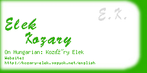 elek kozary business card